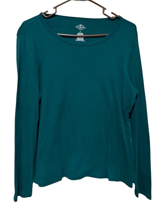 St. John's Bay Tops - Long Sleeve Crewneck Top in GREEN